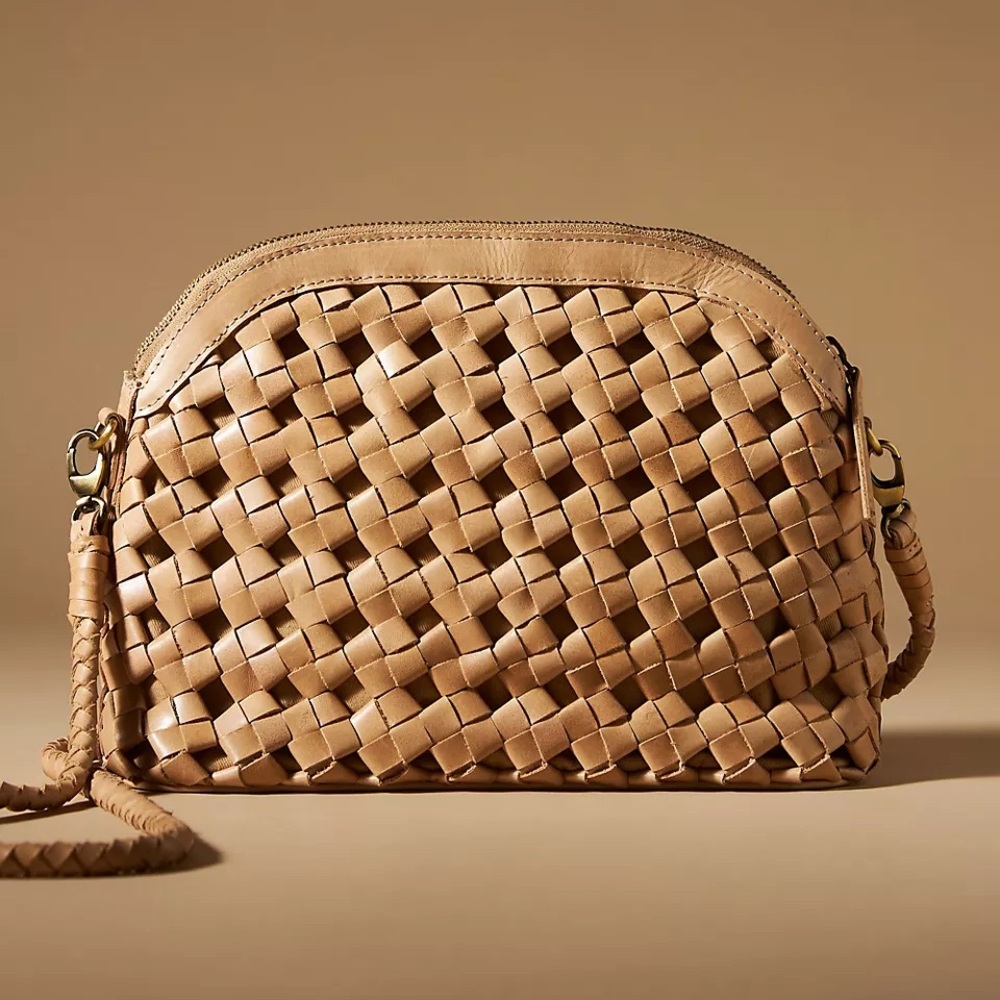 Bembien Carmen Woven Leather Crossbody Bag Tan